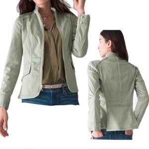 White House Black Market Raw Edge Jacket Olive Green Military Jacket Size 00